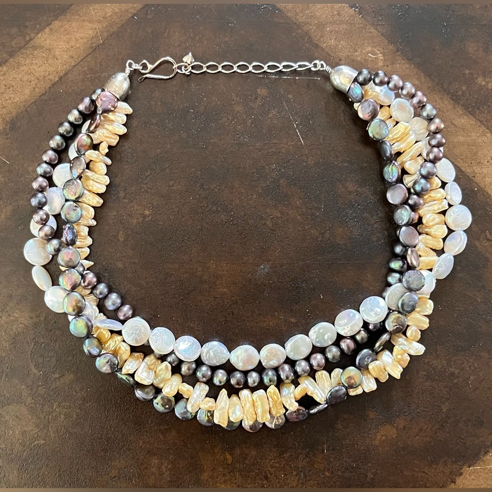 Jay King 4-Strand Multi-Color Pearl Necklace with Sterling Silver Clasp